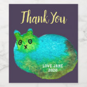 Étiquette Pour Bouteilles De Vin Image d'art de chat bleu gras mou (Étiquettes simples)