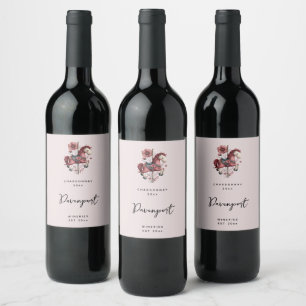 Étiquette Pour Bouteilles De Vin Image de cheval de carrousel fantaisiste pour vini