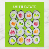 Étiquette Pour Bouteilles De Vin Image de sushi mignon (Étiquettes simples)