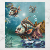 Étiquette Pour Bouteilles De Vin Imaginaire étonnant poisson steampunk (Étiquettes simples)