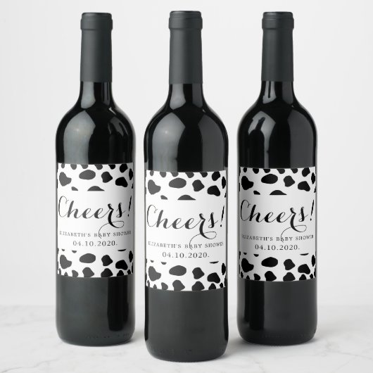 Étiquette Pour Bouteilles De Vin Impression De Vache, Spots De Vache, Noir Et Blanc (Bouteilles)