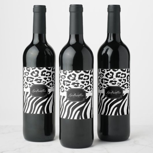 Étiquette Pour Bouteilles De Vin Impression Lepard / Impression Zebra (Bouteilles)