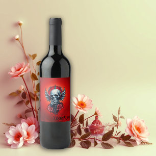 Étiquette Pour Bouteilles De Vin Impressionnant crâne réaliste avec ailes