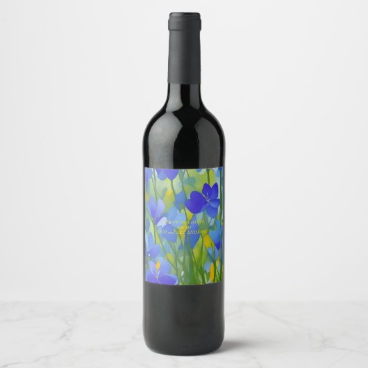 Étiquette Pour Bouteilles De Vin Impressionniste Texas Bluebonnets (Devant)