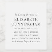 Étiquette Pour Bouteilles De Vin In Love Memory Memorial Modern Simple Citation (Étiquettes simples)