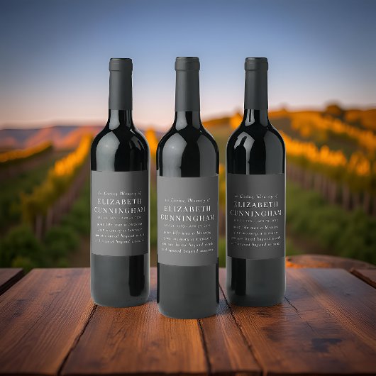 Étiquette Pour Bouteilles De Vin In Love Memory Memorial Modern Simple Citation
