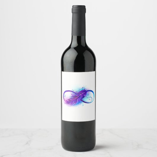 Étiquette Pour Bouteilles De Vin Infinity with purple feather (Devant)