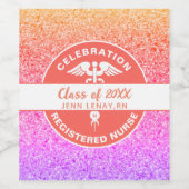 Étiquette Pour Bouteilles De Vin Infirmière diplômée Parties scintillant arc-en-cie (Étiquettes simples)