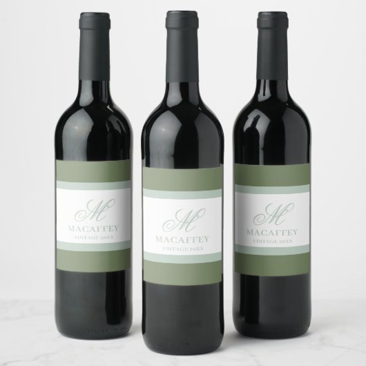 Étiquette Pour Bouteilles De Vin Initiale de monogramme élégant (Bouteilles)