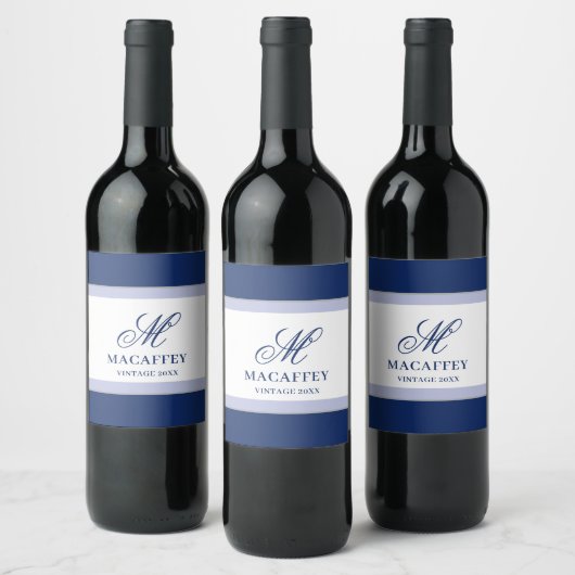 Étiquette Pour Bouteilles De Vin Initiale de monogramme élégant (Bouteilles)