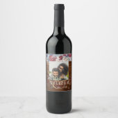 Étiquette Pour Bouteilles De Vin Intemporel Rustique Bleu Bourgogne Floral Mariage  (Devant)