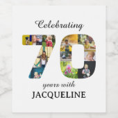 Étiquette Pour Bouteilles De Vin Invitation Modèle photo du 70e anniversaire (Étiquettes simples)