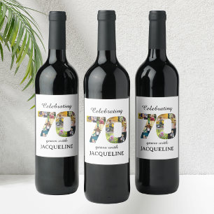 Étiquette Pour Bouteilles De Vin Invitation Modèle photo du 70e anniversaire