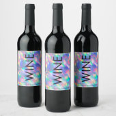 Étiquette Pour Bouteilles De Vin Iridescente Ultra Moderne Mariage Monogramme (Bouteilles)
