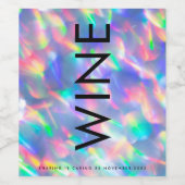 Étiquette Pour Bouteilles De Vin Iridescente Ultra Moderne Mariage Monogramme (Étiquettes simples)