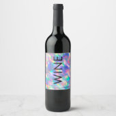 Étiquette Pour Bouteilles De Vin Iridescente Ultra Moderne Mariage Monogramme (Devant)