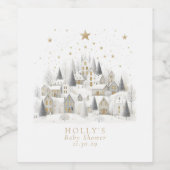 Étiquette Pour Bouteilles De Vin It Takes a Village Snowy Whimsical Baby Shower (Étiquettes simples)