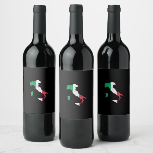 Étiquette Pour Bouteilles De Vin Italy flag and map (Bouteilles)