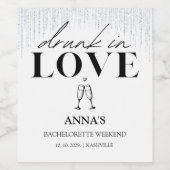 Étiquette Pour Bouteilles De Vin Ivre d'amour Paillettes Enterrement de vie de jeun (Étiquettes simples)