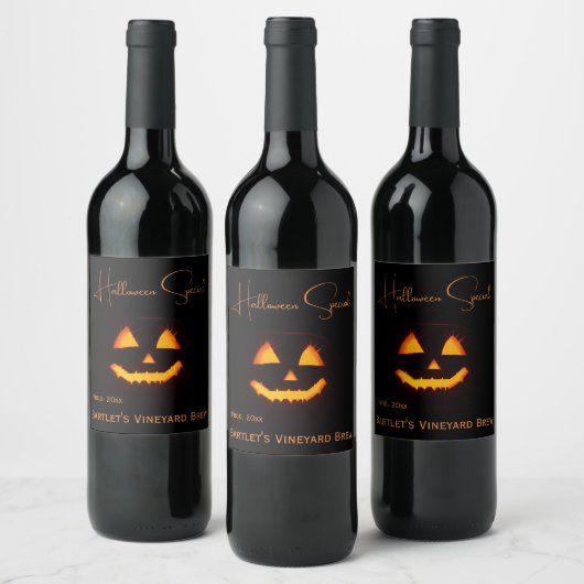Étiquette Pour Bouteilles De Vin Jack-o'-lantern éclairé (Bouteilles)