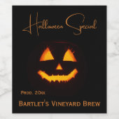 Étiquette Pour Bouteilles De Vin Jack-o'-lantern éclairé (Étiquettes simples)