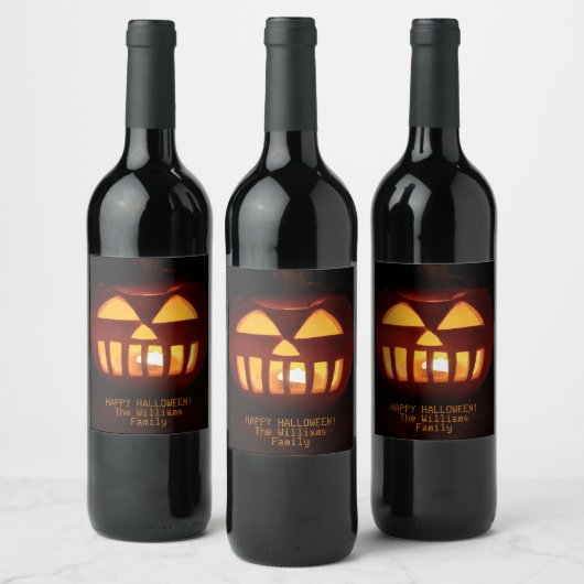 Étiquette Pour Bouteilles De Vin Jack O'Lantern Drôle Lit Citrouille sculpté Hallow (Bouteilles)