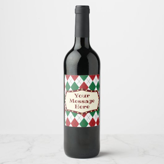 Étiquette Pour Bouteilles De Vin Jacquard de Noël Motif (Devant)