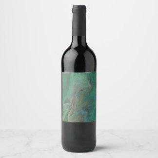 Étiquette Pour Bouteilles De Vin Jade 3 Fluid Deep Green Vin Abstrait Étiquette bou