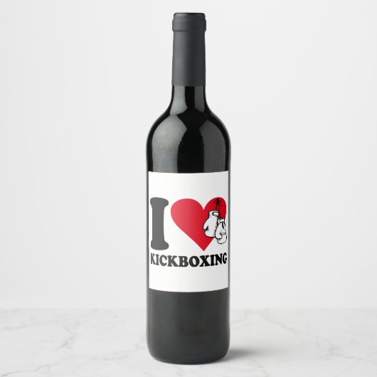 Étiquette Pour Bouteilles De Vin J'adore le kickboxing (Devant)