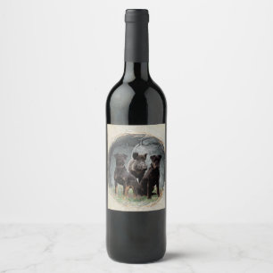 Étiquette Pour Bouteilles De Vin Jagdterrier, Coeur courageux