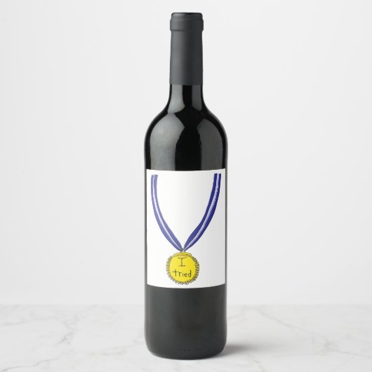 Étiquette Pour Bouteilles De Vin J'ai essayé la médaille (Devant)