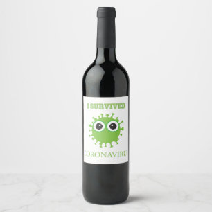 Étiquette Pour Bouteilles De Vin J'Ai Survécu Coronavirus Couple Citation Sparkling