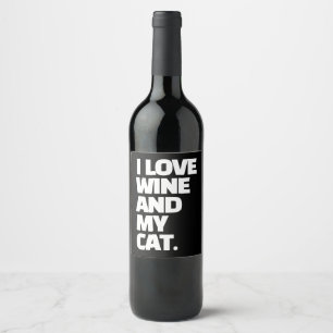 Étiquette Pour Bouteilles De Vin J'Aime Le Vin Et Mon Chat Citation Drôle Personnal
