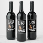 Étiquette Pour Bouteilles De Vin J'aime les chiens Pitbull (Bouteilles)