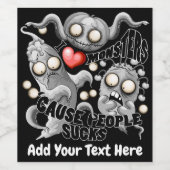 Étiquette Pour Bouteilles De Vin J'aime les monstres parce que les gens aiment les (Étiquettes simples)