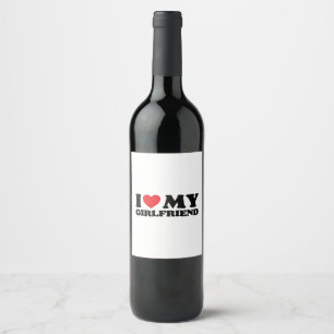 Étiquette Pour Bouteilles De Vin J'aime ma petite amie Classique