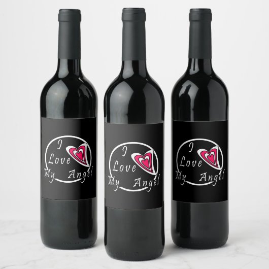 Étiquette Pour Bouteilles De Vin J'aime mon Ange (Bouteilles)