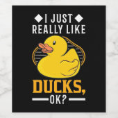 Étiquette Pour Bouteilles De Vin J'Aime Vraiment Les Canards (Étiquettes simples)