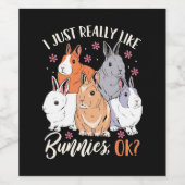 Étiquette Pour Bouteilles De Vin J'Aime Vraiment Les Lapins (Étiquettes simples)