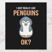 Étiquette Pour Bouteilles De Vin J'Aime Vraiment Penguin (Étiquettes simples)