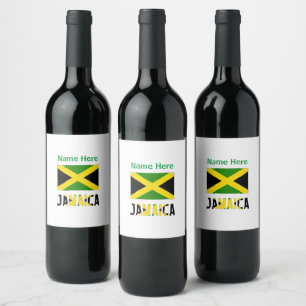 Étiquette Pour Bouteilles De Vin Jamaïque et drapeau jamaïcain personnalisés