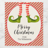 Étiquette Pour Bouteilles De Vin Jambes d'Elf Noël (Étiquettes simples)