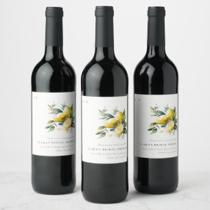 Étiquette Pour Bouteilles De Vin Jardin de mariage bohème aquarelle jaune citron Sh