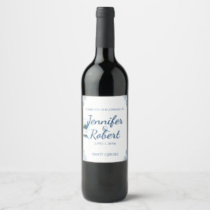 Étiquette Pour Bouteilles De Vin Jardin de Peacock en Étiquette de vin bleu et blan