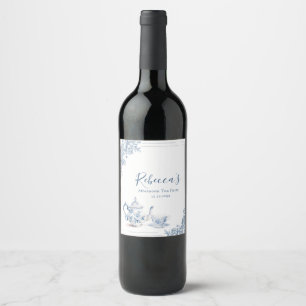 Étiquette Pour Bouteilles De Vin Jardin victorien bleu foncé L'après-midi Thé