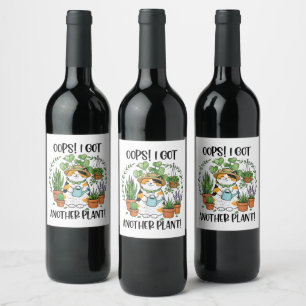 Étiquette Pour Bouteilles De Vin Jardinage Plantation Chat Oups J'Ai Encore Une Pla