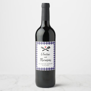 Étiquette Pour Bouteilles De Vin Je fais BBQ Marine Blue Picnic Couples Nom
