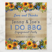 Étiquette Pour Bouteilles De Vin JE FAIS BBQ Rustic Floral Fiançailles (Étiquettes simples)