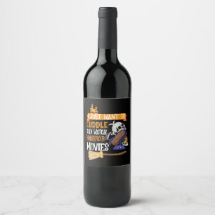 Étiquette Pour Bouteilles De Vin Je veux juste me blottir et regarder des films d'h