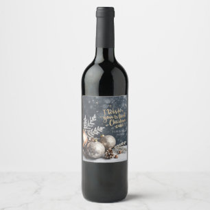 Étiquette Pour Bouteilles De Vin Je vous souhaite le meilleur Noël qui soit,Boules